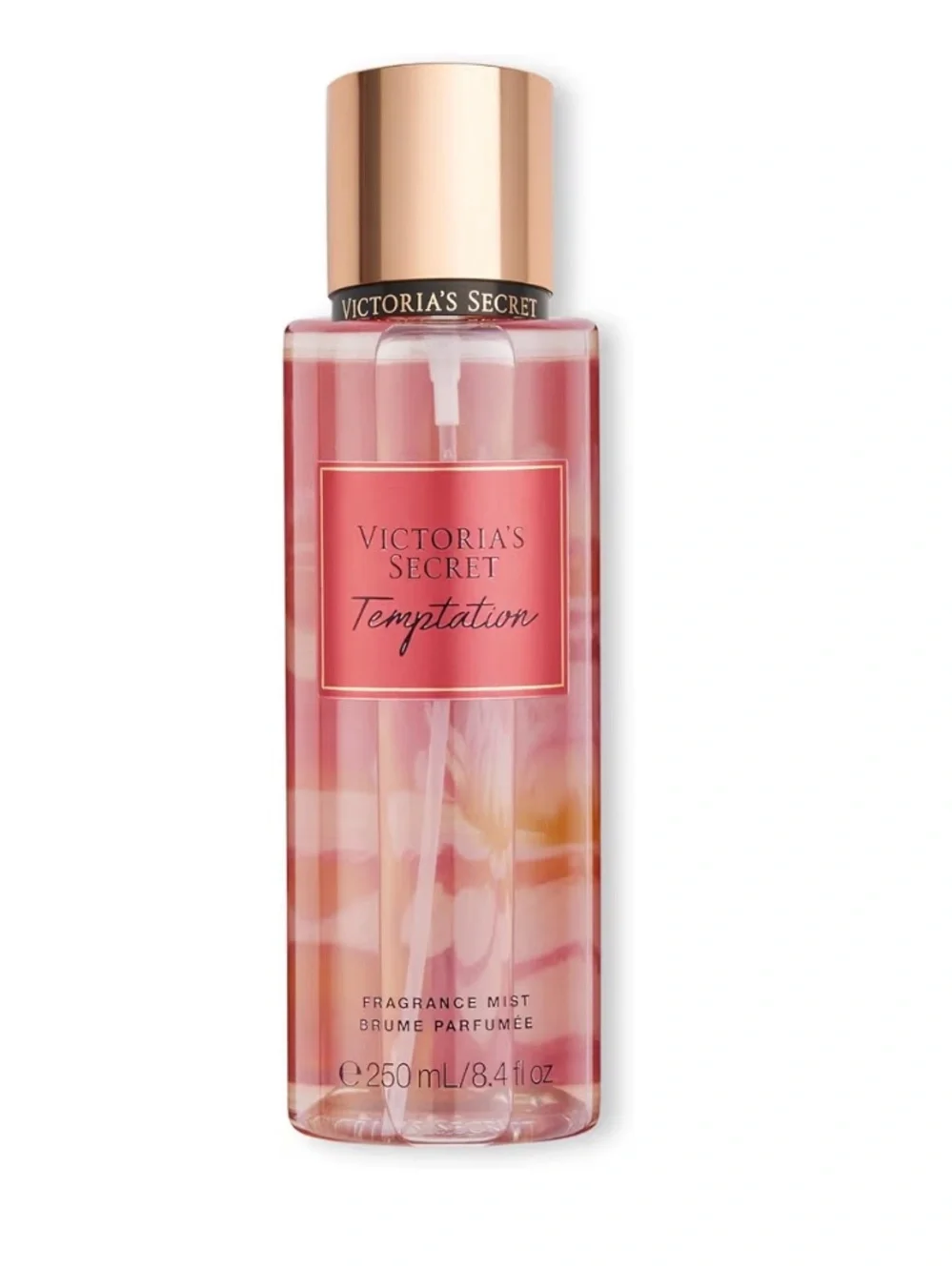 Victoria's Secret Temptation Fragrance Mist — Pink with Gold Cap